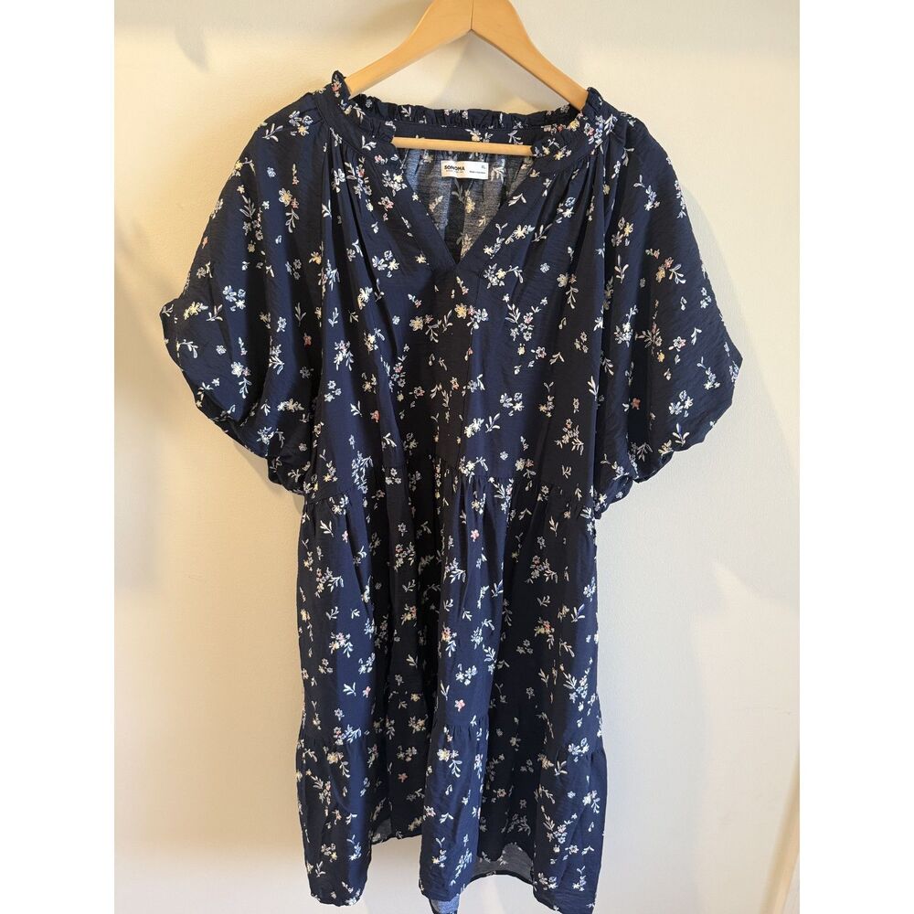 NWT Sonoma Navy Floral Flutter Sleeve Dress – XL